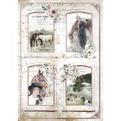  Papel Arroz Stamperia A-4 Romantic Horses 4 marcos