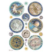  Papel Arroz  Stamperia A-4 Cosmos Infinity circulos