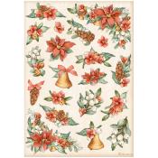  Papel Arroz   Stamperia A-4 All Around Christmas navidad y campanas