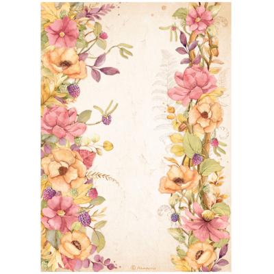  Papel Arroz   Stamperia A-4 Woodland borde floral