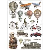 Papel de Arroz tren y globos aerostaticos Stamperia A-4 