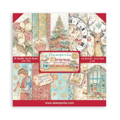 kit de Papeles  Stamperia 30 x30 Christmas Greetings