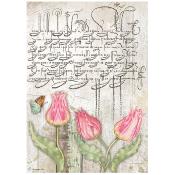  Papel Arroz   Stamperia A-4  Romantic Garden House tulipanes