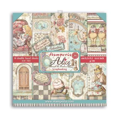 Coleccion Papeles Scrap  Stamperia 15.24x14.24 Alice through the glass