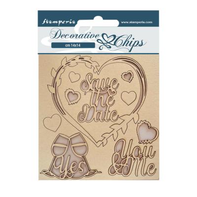 Decorative Chips Stamperia 14x14  cms. You and Me Save the Date