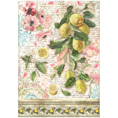  Papel Arroz  Stamperia A-4 Blue dream limones