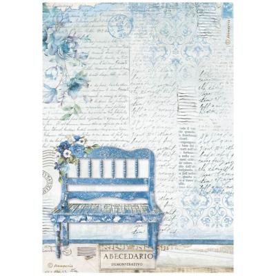  Papel Arroz   Stamperia A-4 Blue Land banco