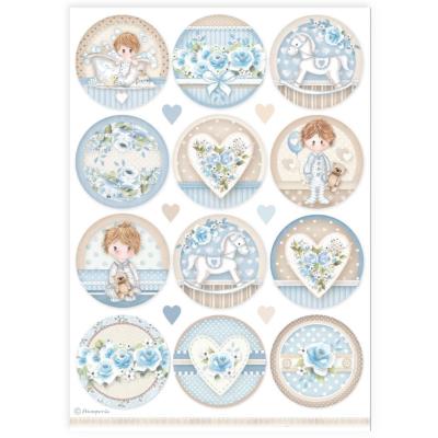 Papel de Arroz Baby boy circulos Stamperia A-4 