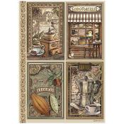  Papel Arroz   Stamperia A-4 coffee and chocolate 4 tarjetas