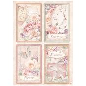  Papel Arroz   Stamperia A-4 Romance forever 4 postales