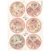 Papel de Arroz Shabby Rose Stamperia A-4 circulos