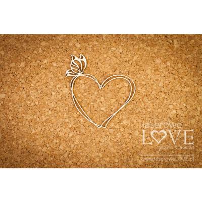 Chipboard - Heart frame with butterfly - Soufre