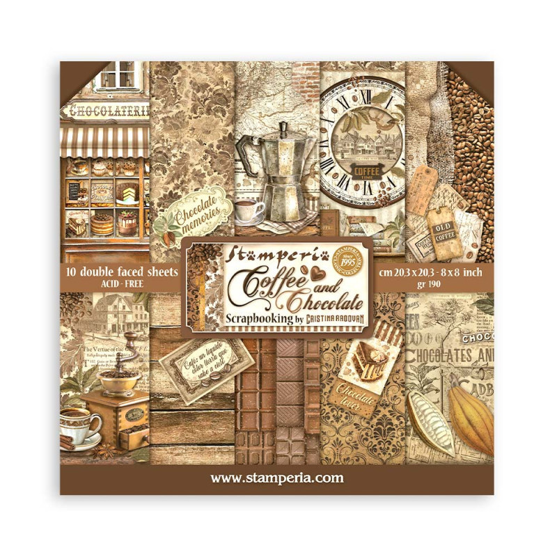 Colección Scrap Stamperia 20.3x20.3 coffee and chocolate Colección Scrap Stamperia 20.3x20.3 coffee and chocolate