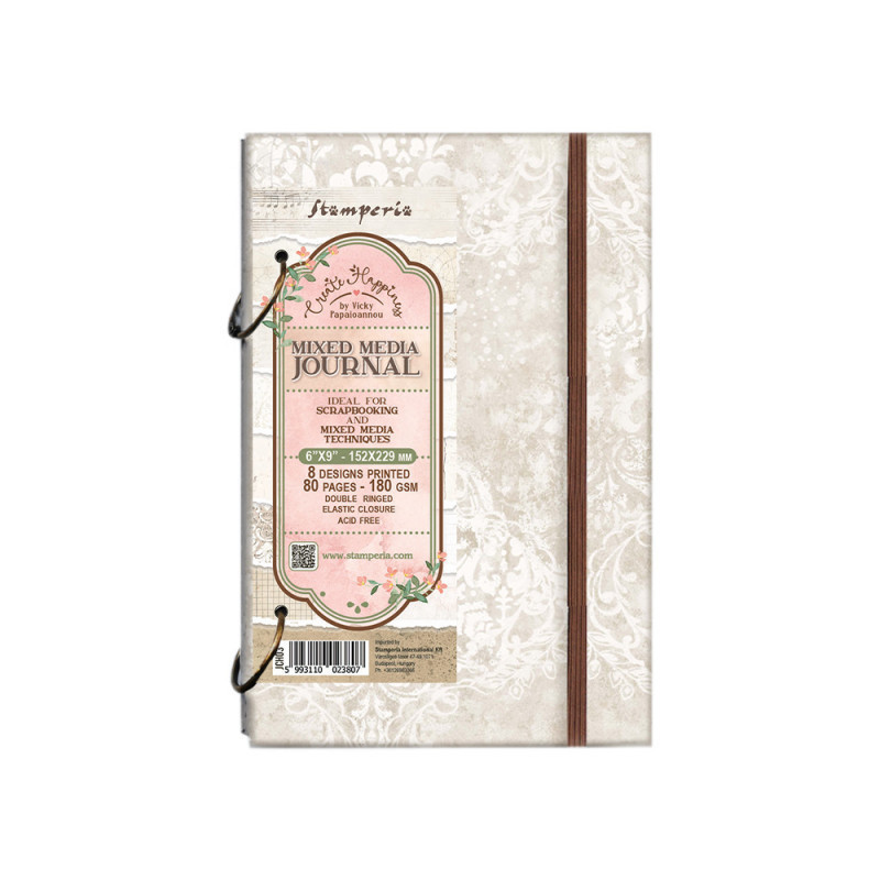 Libreta Mix Media con anillas 15.2x29.9 cms Stamperia