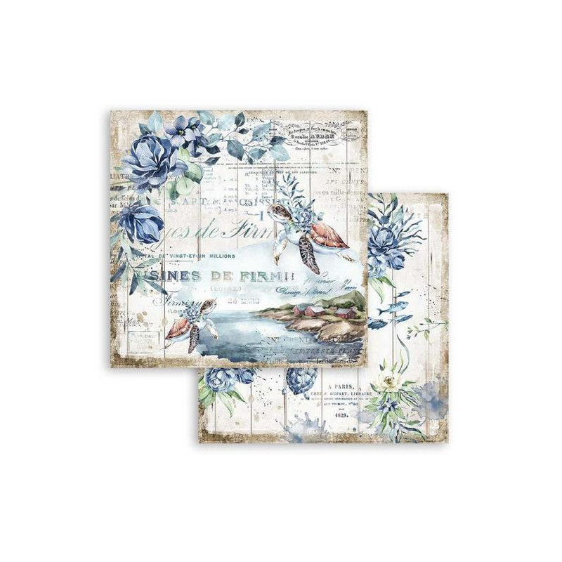 Hoja 30x30 cms. Stamperia Sea Dream tortuga