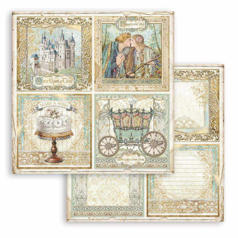 Hoja 30x30 cms. Stamperia Sleeping beauty tarjetas