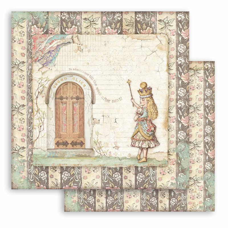 Hoja 30x30 cms. Stamperia Alice Puerta