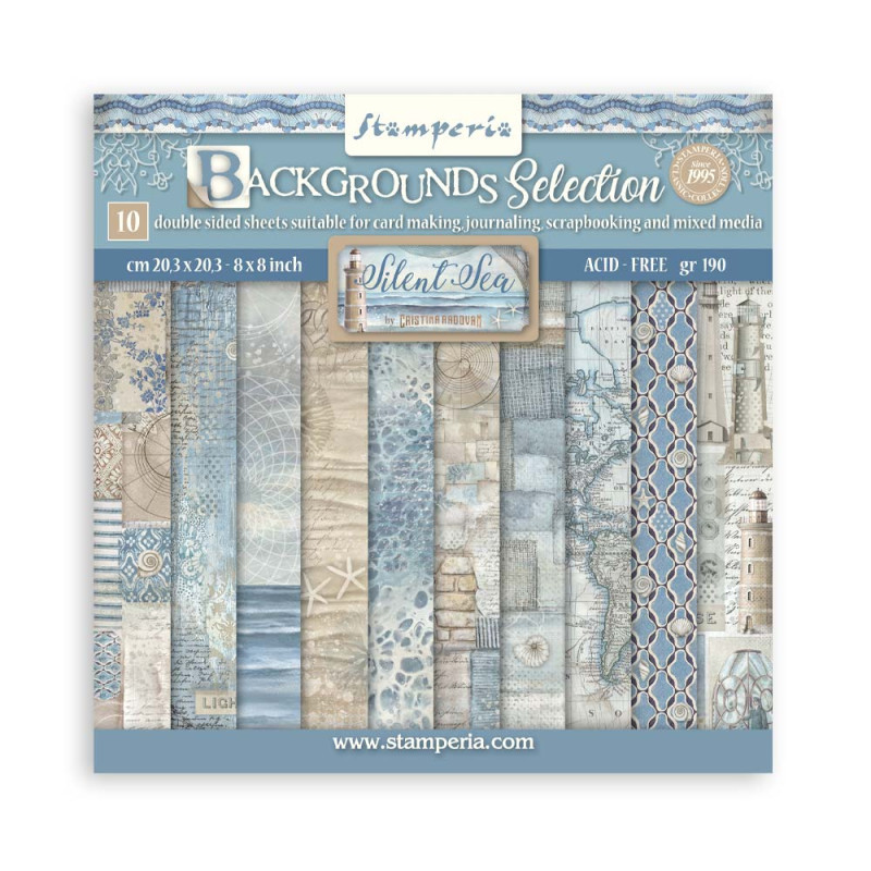 Colección Scrap Stamperia 20.3x20.3 Background Silent Sea Colección Scrap Stamperia 20.3x20.3 Background Silent Sea
