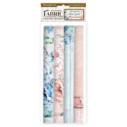Paquete 4 hojas de Tela 30x30 cms. Stamperia blue and Roseland