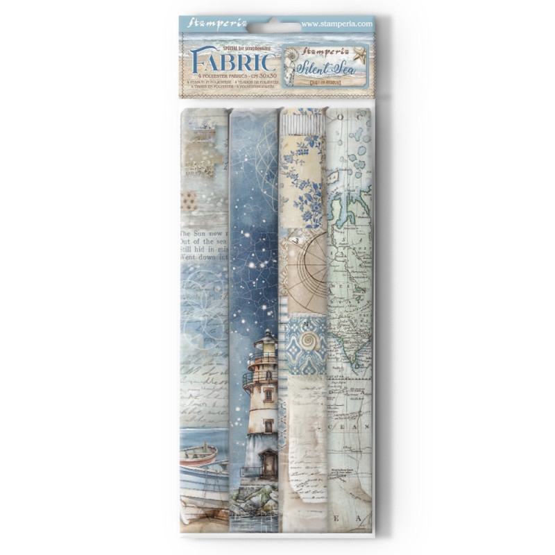 Paquete 4 hojas de Tela 30x30 cms. Stamperia Silent Sea