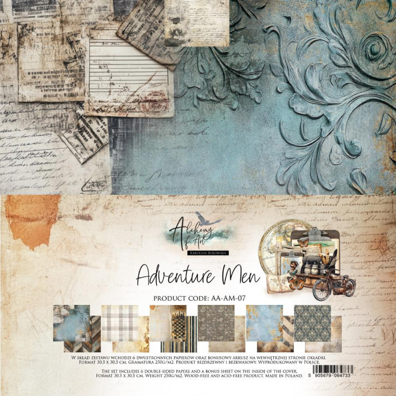 Colección Papeles Scrap 30x30 Alchemy of Art Adventure Men