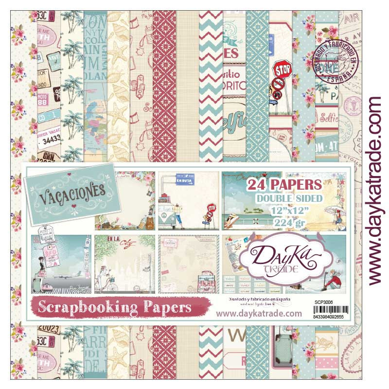 Colección Scrap Dayka 30x30 cms. 24 hojas Vacaciones