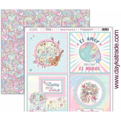 Hoja  Scrap Dayka 30x30 cms. Be Happy