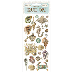 Rub-on Stamperia 1.16x21.6 cms. Songs of the Sea conchas y peces