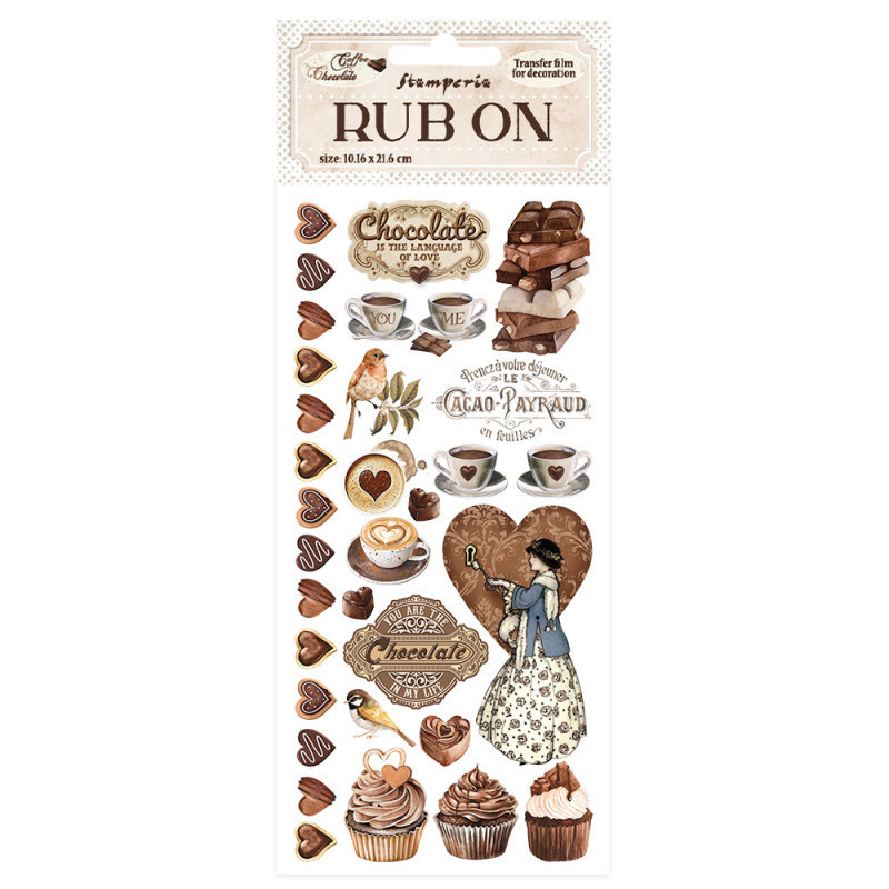 Rub-on Stamperia 1.16x21.6 cms. Coffee and chocolate sweety hojas