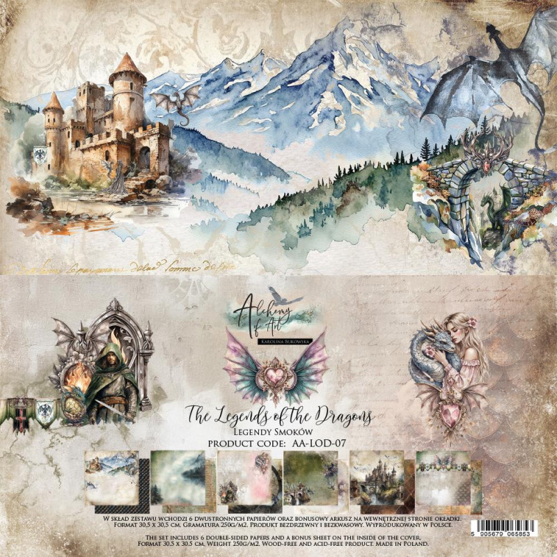 Colección Papeles Scrap 30x30 Alchemy of Art The Legends Of The Dragons