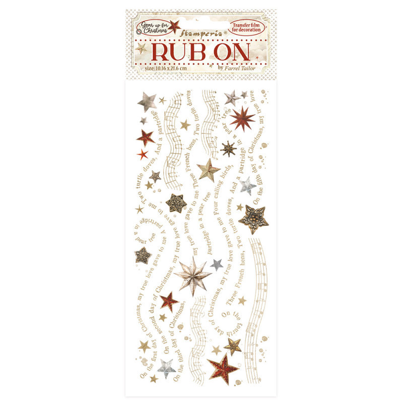 Rub-on Stamperia 10x21 cms. Gear up for Christmas Estrellas