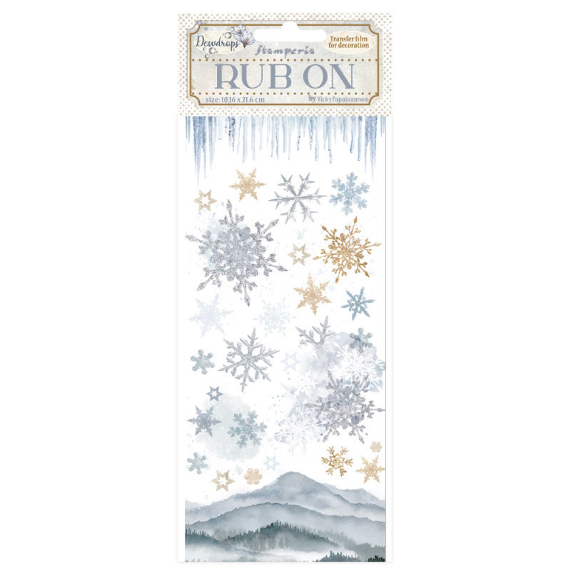 Rub-on Stamperia 10x21 cms. Dewdrops copos de nieve