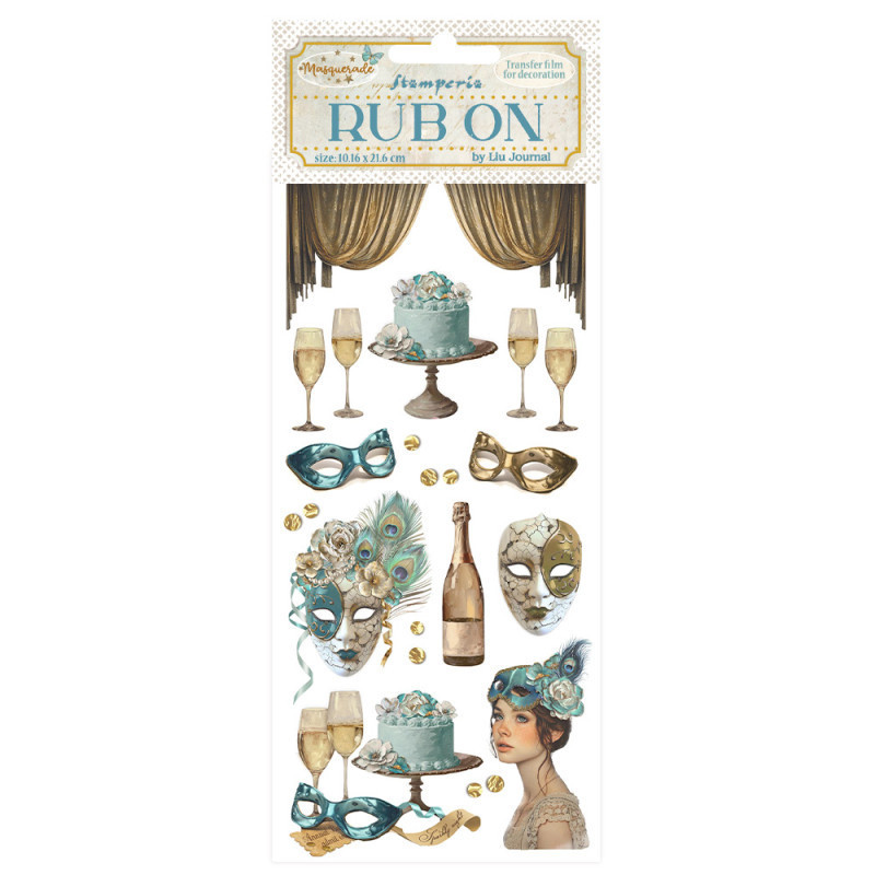 Rub-on Stamperia 10x21 cms. Masquerade Mascarillas