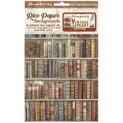 Kit 8 Papeles Arroz A-6 Stamperia Fondos Vintage Library
