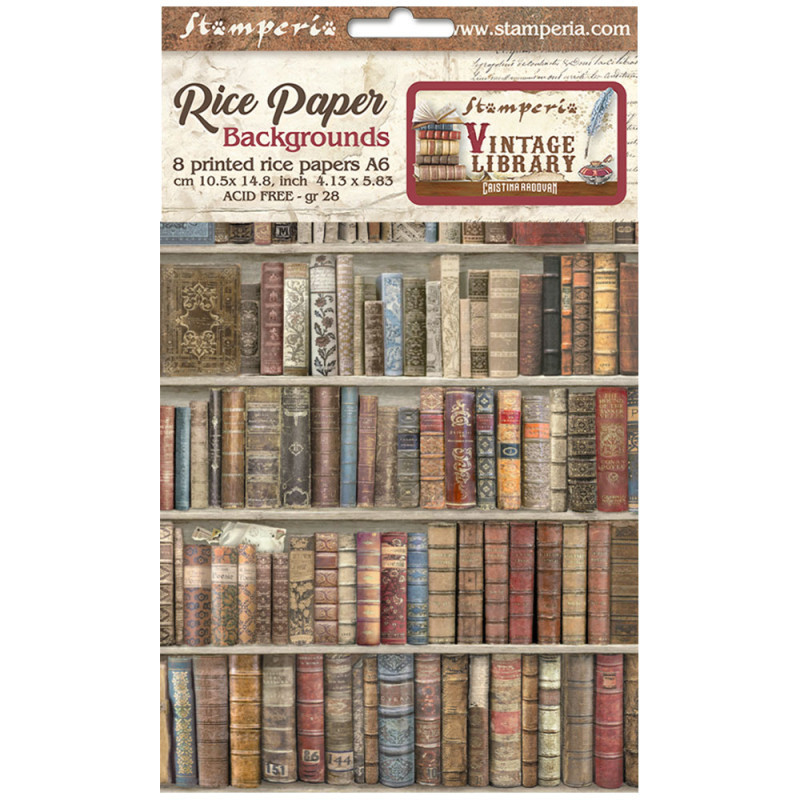 Kit 8 Papeles Arroz A-6 Stamperia Fondos Vintage Library Kit 8 Papeles Arroz A-6 Stamperia Fondos Vintage Library