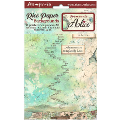 Kit 8 Papeles Arroz A-6 Stamperia Fondos Alice Forever