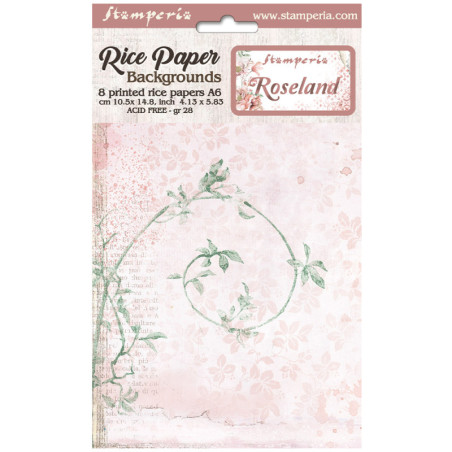 Kit 8 Papeles Arroz A-6 Stamperia Fondos Roseland