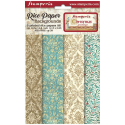 Kit 8 Papeles Arroz A-6 Stamperia Fondos Christmas Greetings