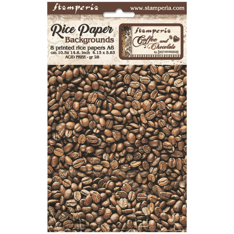 Kit 8 Papeles Arroz A-6 Stamperia Fondos Coffee and chocolate Kit 8 Papeles Arroz A-6 Stamperia Fondos Coffee and chocolate