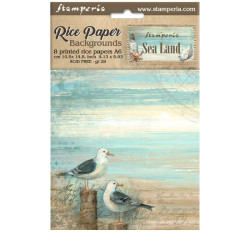 Kit 8 Papeles Arroz A-6 Stamperia Fondos Sea Land