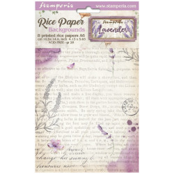 Kit 8 Papeles Arroz A-6 Stamperia Fondos Lavender