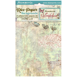 Kit 8 Papeles Arroz A-6 Stamperia Fondos Wonderland