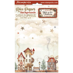 Kit 8 Papeles Arroz A-6 Stamperia Fondos Gear up for Christmas