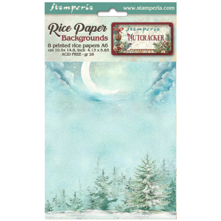 Kit 8 Papeles Arroz A-6 Stamperia Fondos The Nutcracker
