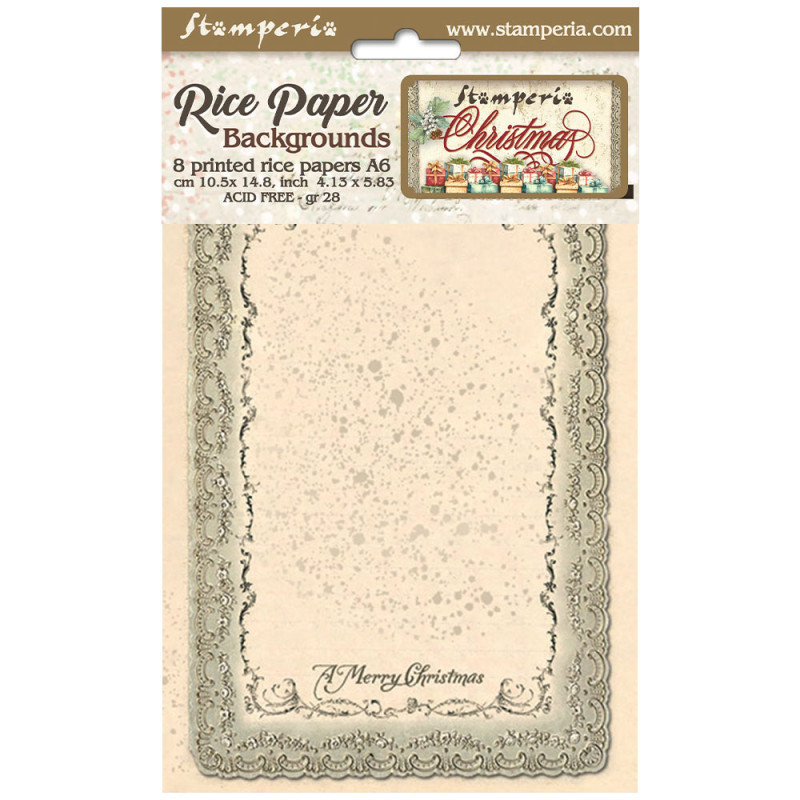 Kit 8 Papeles Arroz A-6 Stamperia Fondos Classic Christmas Kit 8 Papeles Arroz A-6 Stamperia Fondos Classic Christmas