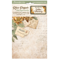 Kit 8 Papeles Arroz A-6 Stamperia Fondos Golden Harmony