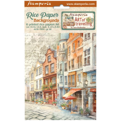 Kit 8 Papeles Arroz A-6 Stamperia Fondos Art of Travelling