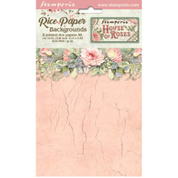 Kit 8 Papeles Arroz A-6 Stamperia Fondos House of Roses