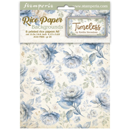 Kit 8 Papeles Arroz A-6 Stamperia Fondos Timeless