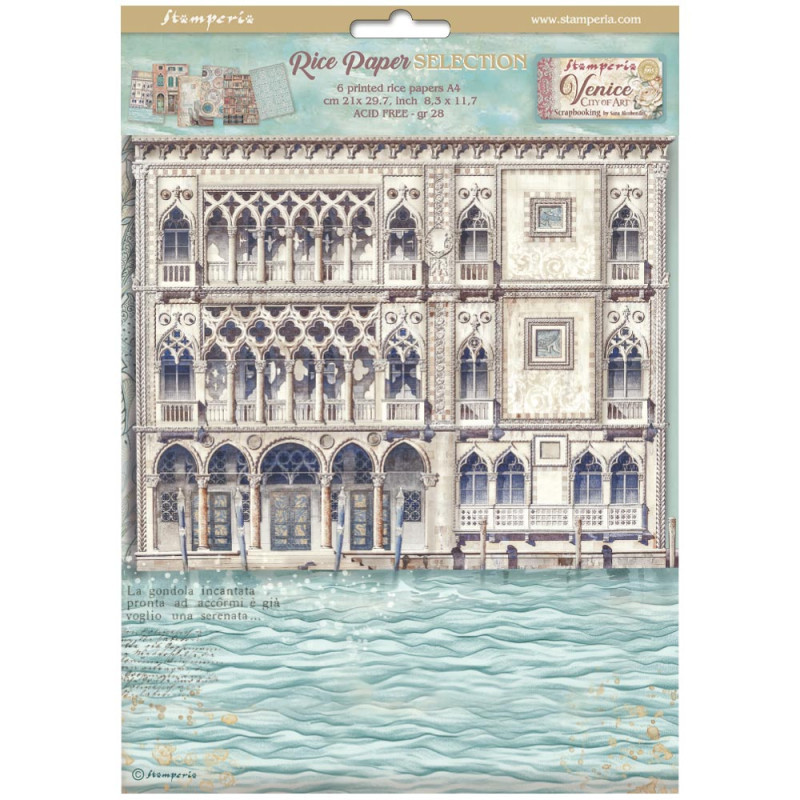 Kit 6 Papeles Arroz A-4 Stamperia Venice City of Art Kit 6 Papeles Arroz A-4 Stamperia Venice City of Art